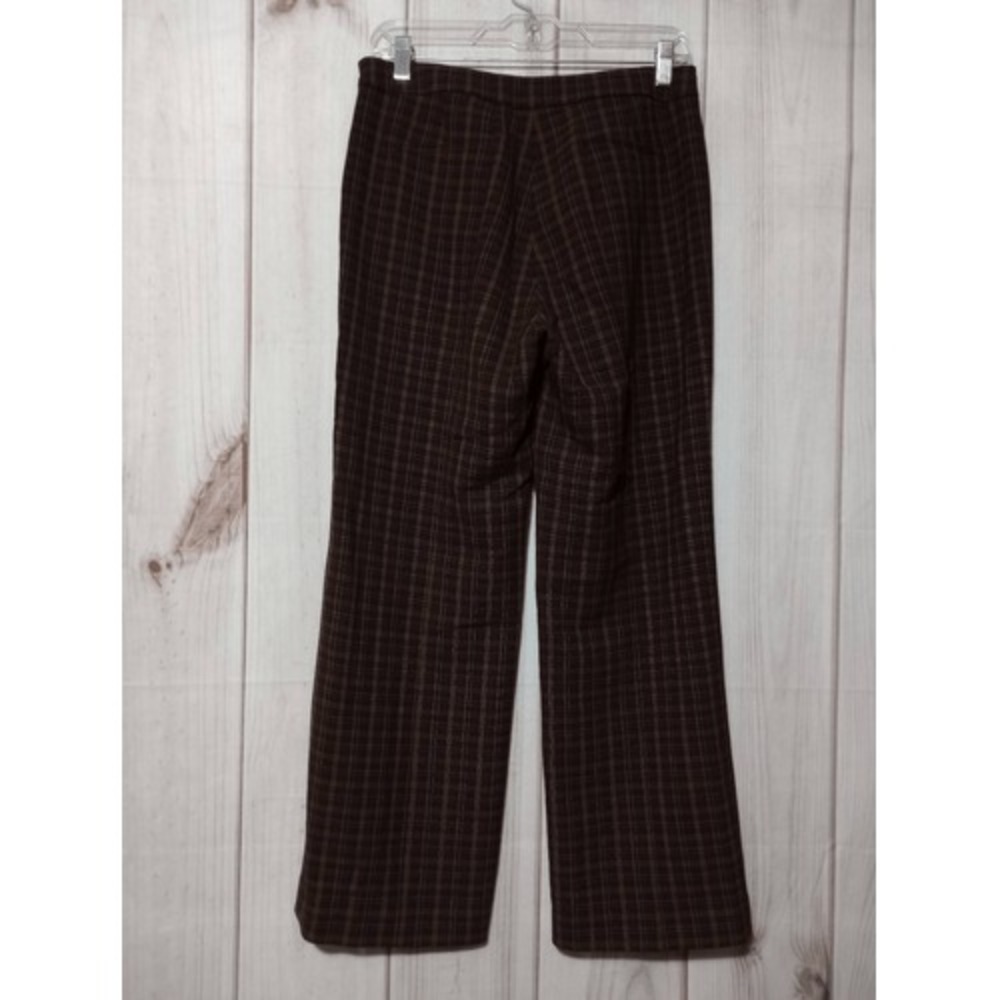 Elle‎ Tahari Pants Ladies 6 Maroon Plaid Ankle Straight Leg - Picture 2 of 8